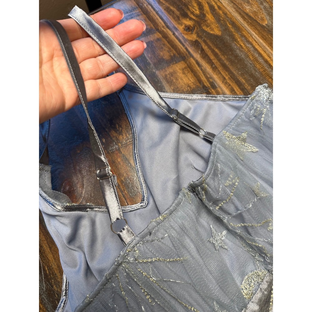 Stardust by The Oblong Box Shop Celestial Tulle Midi Dress Blue Silver Star Smal - Picture 12 of 13